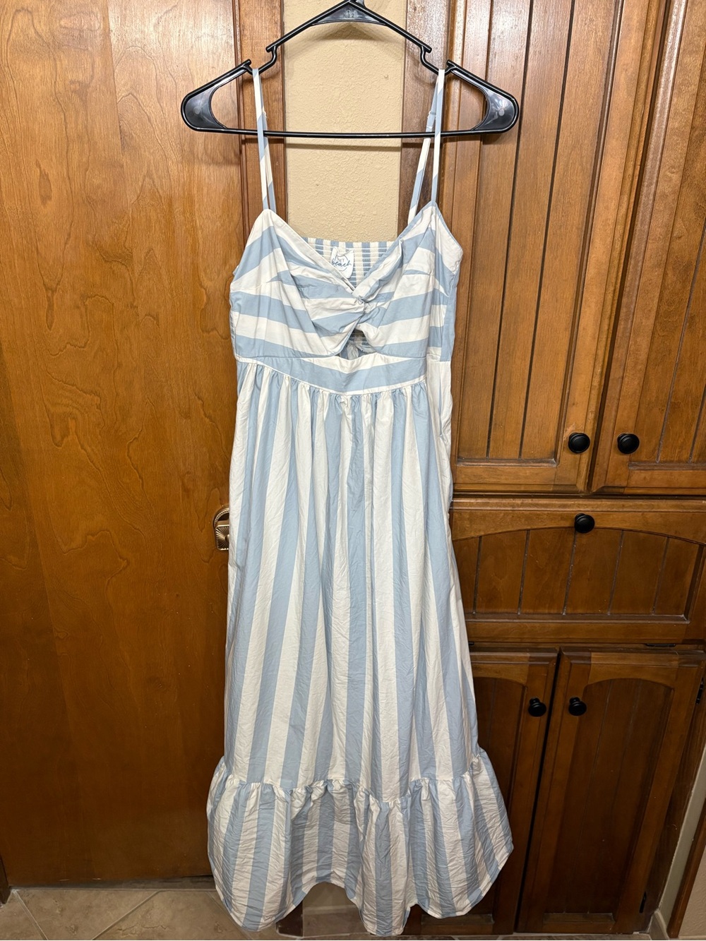 LOFT Blue and White Striped Maxi Dress